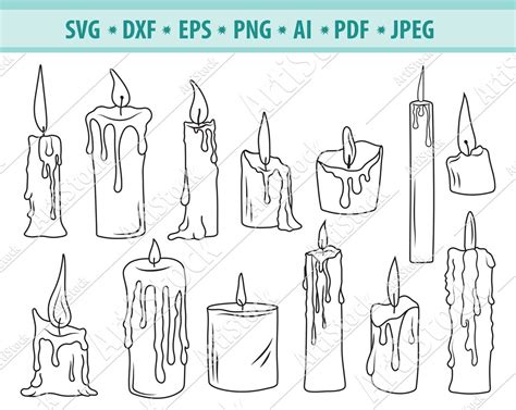 Candle Svg Bundle Candles Svg Candles Clipart Wax Candle Svg