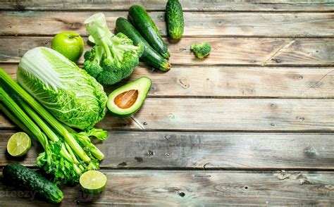 green food organic fruits  vegetables  stock photo