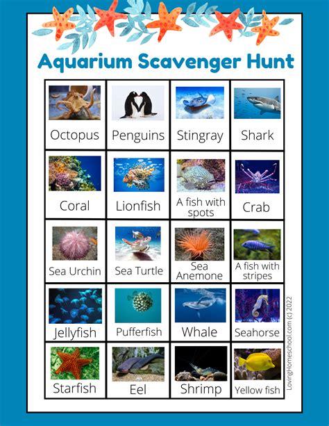 Aquarium Scavenger Hunt - LovingHomeschool.com