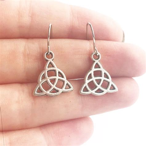 Silver Triquetra Celtic Knot Earrings For The Witch Aesthetic Trinity