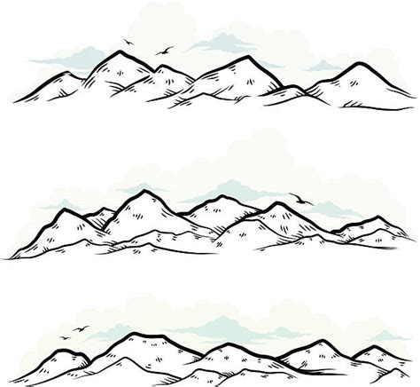 Royalty Free Black And White Mountains Clip Art Vector Images