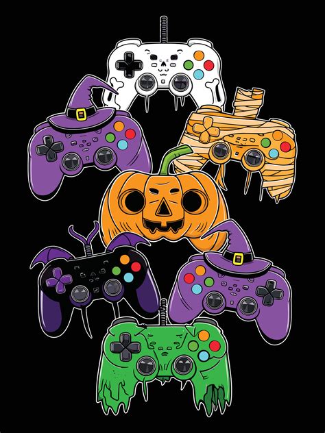 Happy Halloween Different Game Controller Witch Vampire Pumpkin