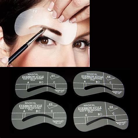 4Pcs Eyebrow Shaping Stencil Set Grooming Tools Drawing Card For