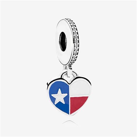 Texas Flag Heart Dangle Charm Mixed Enamel Sterling Silver Pandora Us