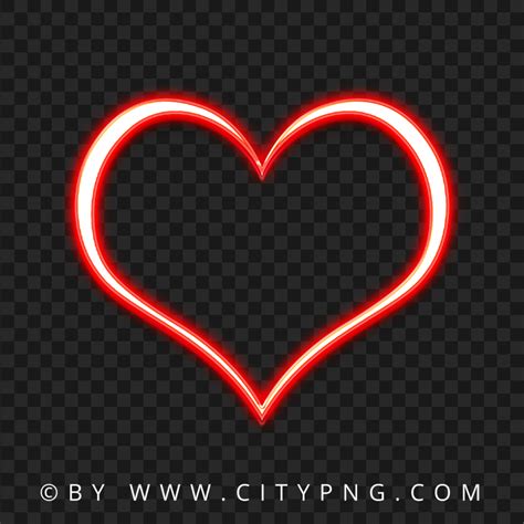 Glowing Neon Love Red Heart Frame PNG Citypng