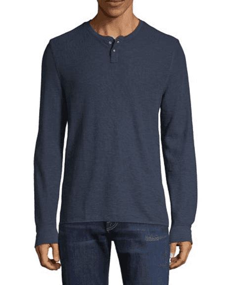 Lucky Brand Mens Thermal Two Snap Henley Dutch Goat