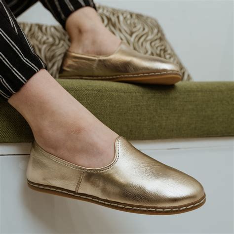 Gold Slip On Shoes For Women Charix