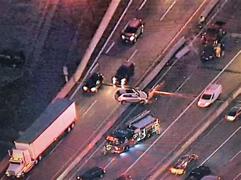 Multi Vehicle Crash On Port Mann Bridge With Car Ending Up On Concrete