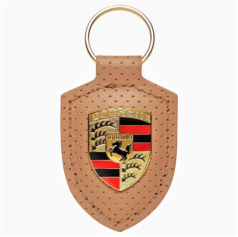 Breloc Chei Original Porsche Din Piele Maro Heritage