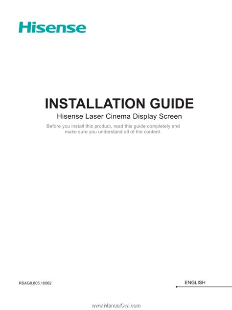 Hisense 100L5G-CINE100A | CINE100A Screen Installation Guide