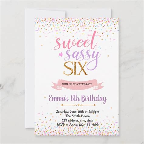 Sweet Sassy Six Birthday Party Theme Invitation Zazzle Princess