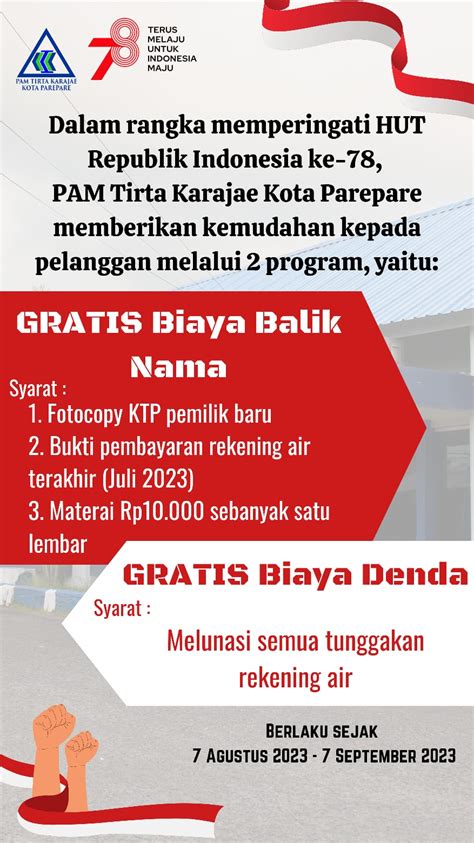 Rayakan HUT RI Ke 78 PAM Tirta Karajae Parepare Luncurkan Dua Program