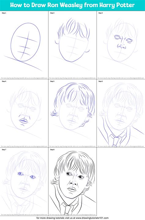 How To Draw Ron Weasley From Harry Potter Harry Potter Step By Step