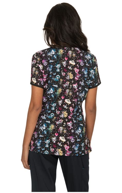 Final Sale 1017tkd Koi Tokidoki Galactic Dreams Y Neck Print Scrub Top