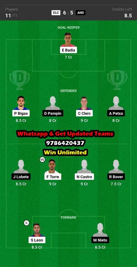 Elc Vs And Dream11 Team Fantasy Prediction La Liga 2