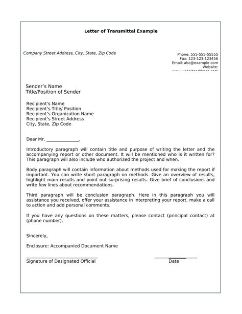 Transmittal Letter Template Word