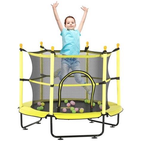 Qaba 4.6' Trampoline For Kids, 55" Toddler Trampoline With Safety ...