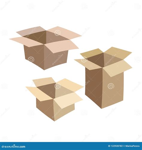 Isolated Cardboard Boxes Vector Drawing Stock Vector Illustration Of