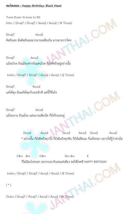 คอร์ดเพลง Happy Birthday Black Head Janthai Music คอร์ดกีตาร์ เนื้อ