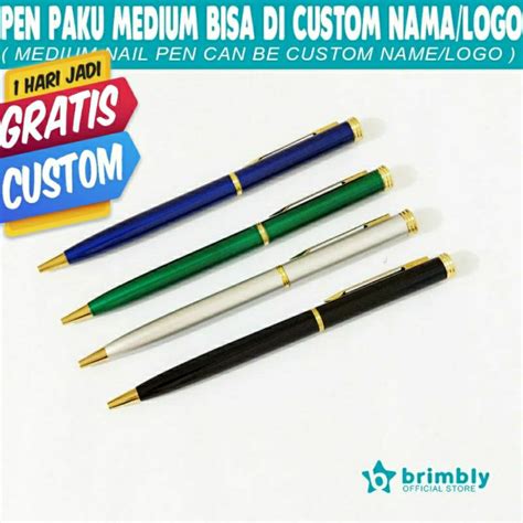 Jual Pulpen Metal Promosi Pen Paku Medium GRATIS GRAFIR NAMA TEXT