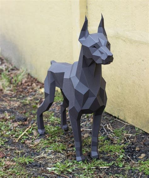 Papercraft D Doberman New Real Size Pepakura Pdf Template Low