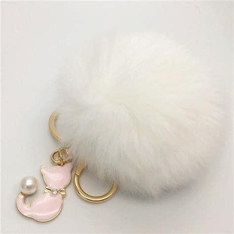 Buy Imitation Fox Fur Pom Cute Cat Key Chain Bag Charm Fluffy Puff