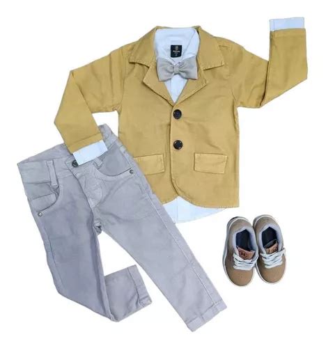 Conjunto Infantil Blazer Mostarda Calça Nude Social Festa