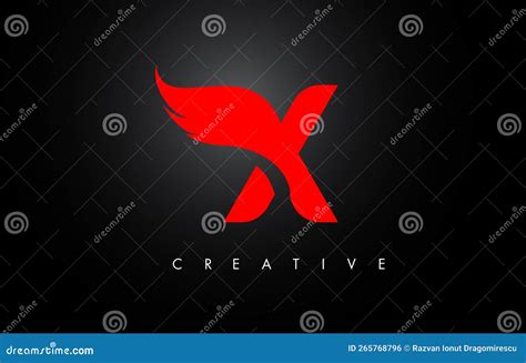 X Letter Wings Logo Design With Red Bird Fly Wing Icon Stock Vector