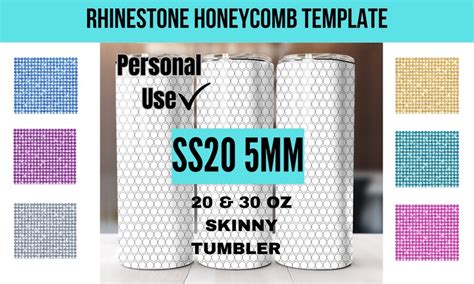 Blank Rhinestone Template Pack Honeycomb Personal Use SS20 5mm 20oz And