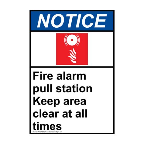 Vertical Fire Alarm Pull Station Sign Ansi Notice Fire Alarm