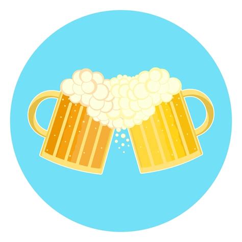 Premium Vector Flat Colorful Two Beer Glasses Toast Cheers Symbol