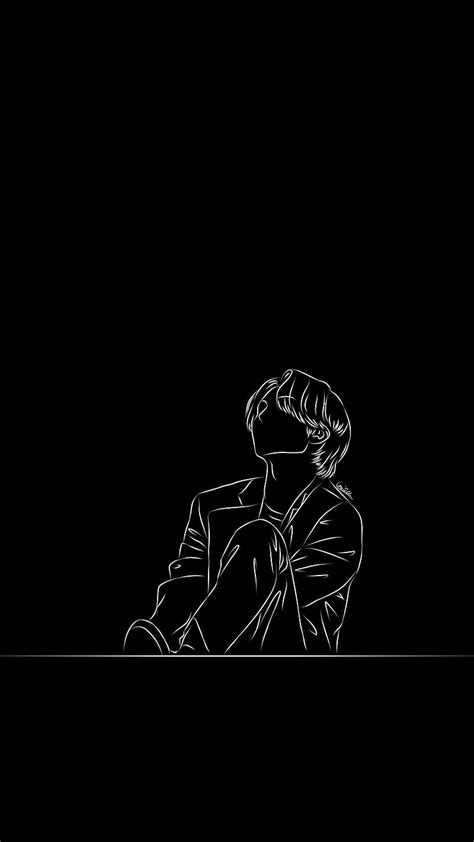 Black Line Art, Boy Sitting, art work, HD phone wallpaper | Peakpx