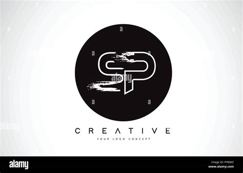 SP Modern Leter Logo Design with Black and White Monogram. Creative Letter Logo Brush Monogram ...