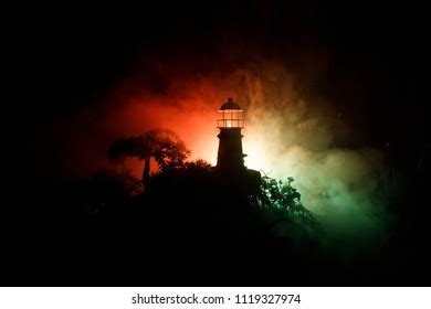 Lighthouse Light Beam Night Fog Old Stock Photo 1119327974 | Shutterstock