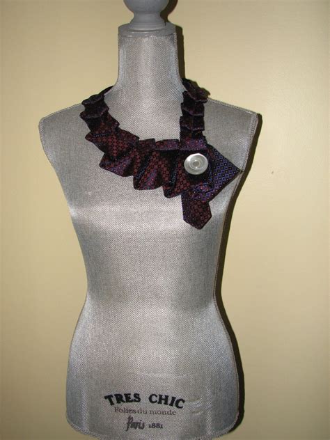 Necktie Necklace Silk Ascot Women S Ascot Repurposed Necktie Ruffled