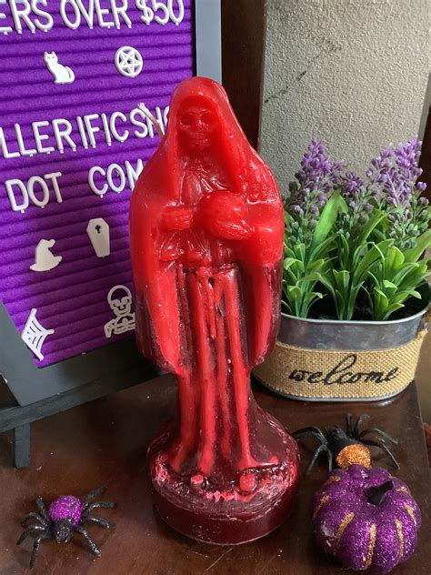 Red Santa Muerte Figure Candle Love Passion Sex Attraction Spellerific ~ For