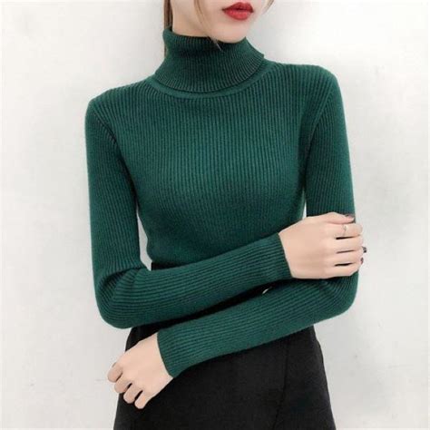 Buy Women Slim Sexy Knitted Pullovers Fall Winter Sweater Turtleneck