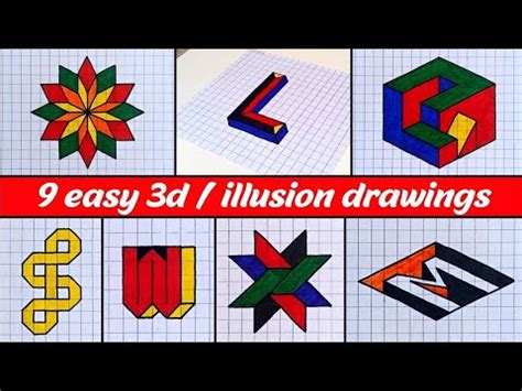 9 Easy 3d Drawing Tricks On Graph Grid Paper 3d Drawing Step By