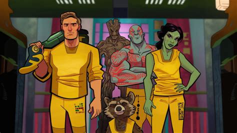 Star Lord Groot Drax The Destroyer Rocket Raccoon And Gamora In Prison