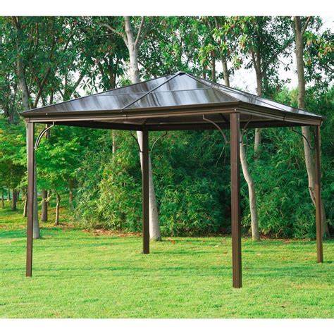 Outsunny Gazebo De Patio En Acier De 10 Pieds De Largeur X 10 Pieds De Profondeur Et