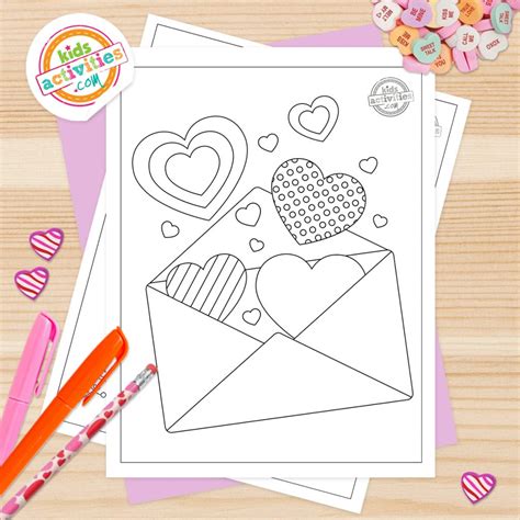 Conversation Hearts Coloring Pages