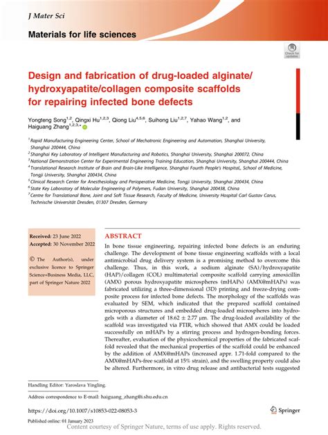 Pdf Design And Fabrication Of Drug Loaded Alginate Hydroxyapatite Collagen Composite Scaffolds