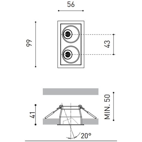 Downlight LED Black Foster Asymmetric Recessed 2 Luminaires Arkoslight