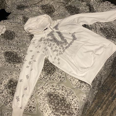 Louis Vuitton Mens White And Black Hoodie Depop