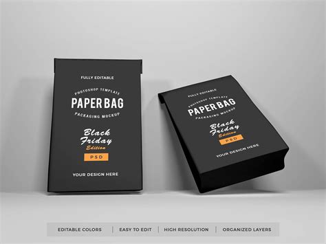 Realistic Paper Bag Packaging Mockup Psd Graphic By Dendysign