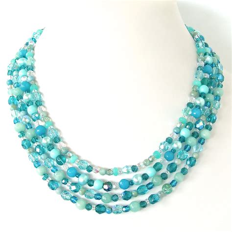 Refresh 6 Teal Crystal Necklace Earth And Moon Design