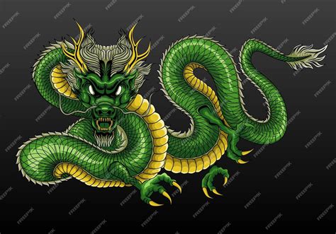 Premium Vector | Chinese dragon green illustration