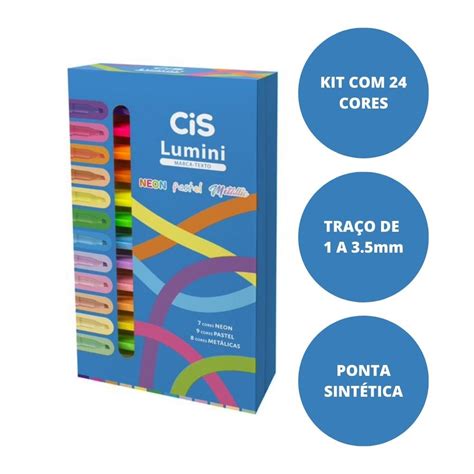 Marca Texto Cis Lumini Neon Pastel E Met Lico Cores Destaque