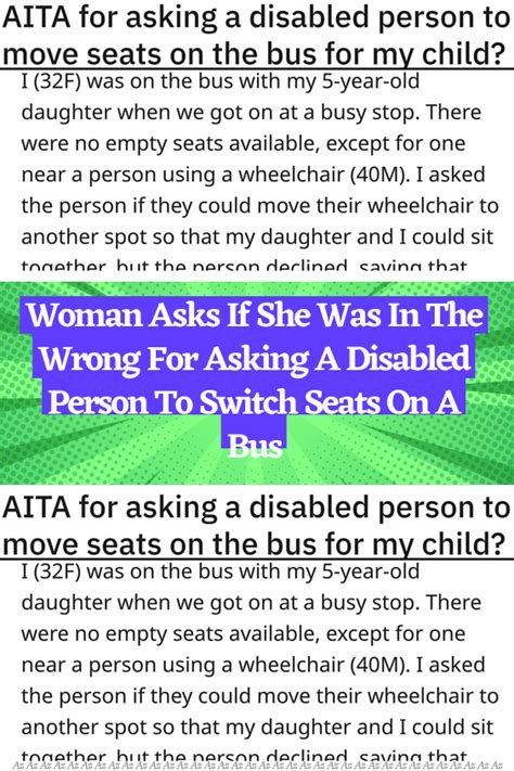 Woman Asks If She Was In The Wrong For Asking A Disabled Person To