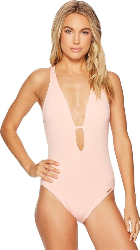 Vince Camuto Riviera Solids Plunging V Neck One Piece